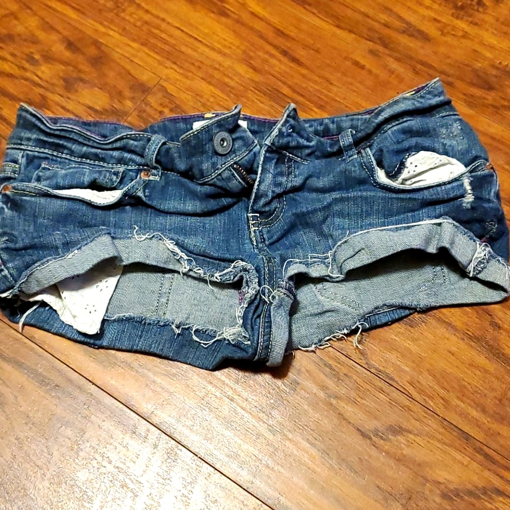 Aero denim cut off short shorts